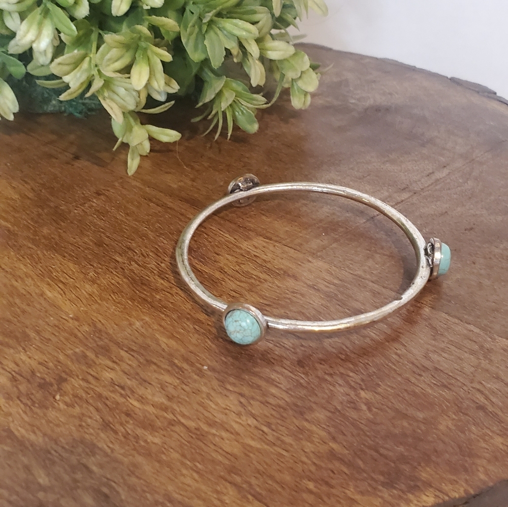 Silver & turquoise bangle bracelet